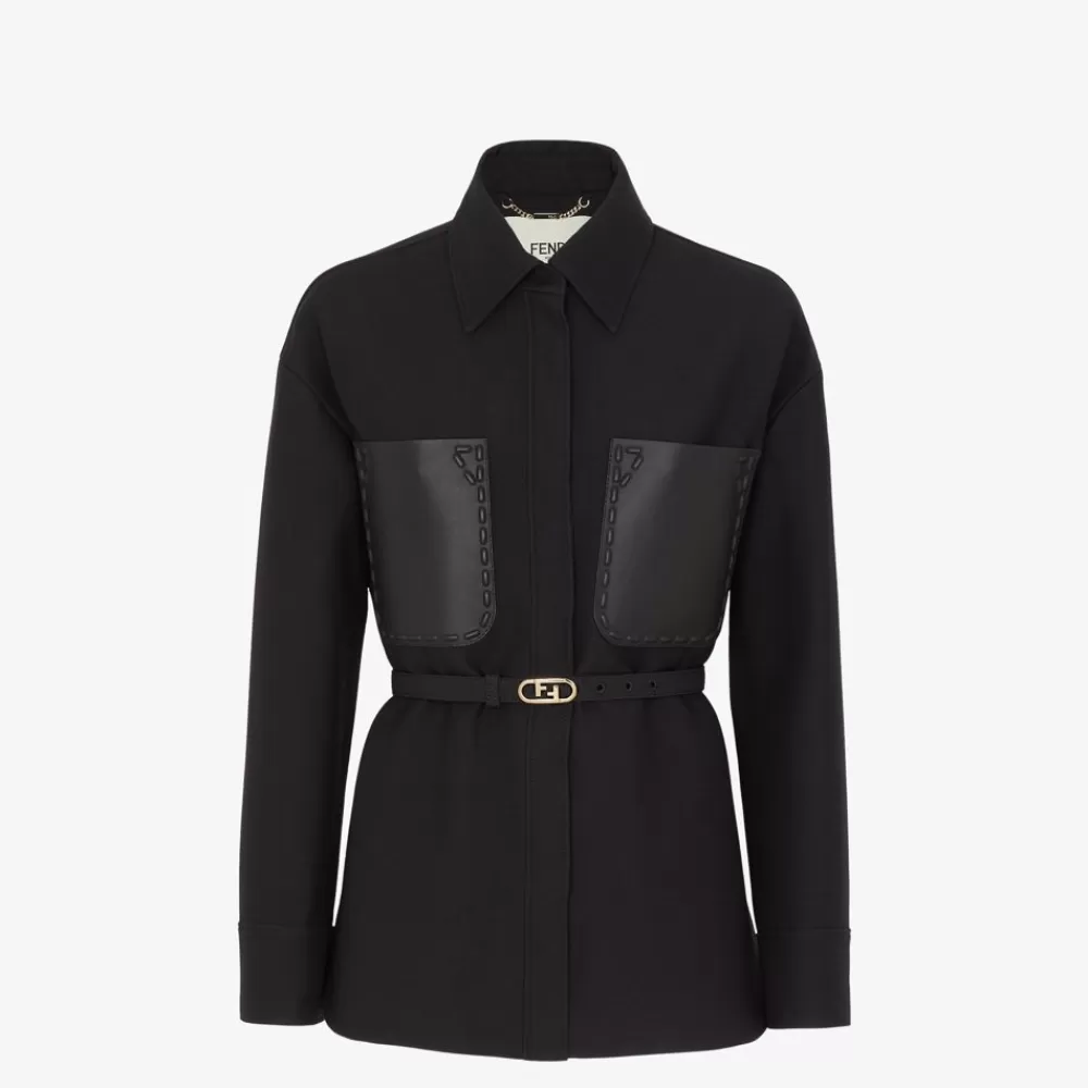 Fendi Mantel Und Oberbekleidung<Aus Wolle Und Seide In Schwarz