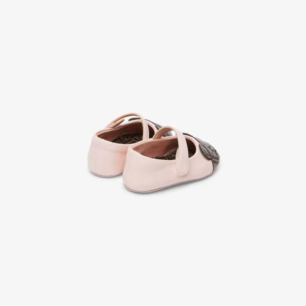 Fendi Baby Madchen<Baby-Ballerina Aus Leder In Rosa Mit Barenlogo