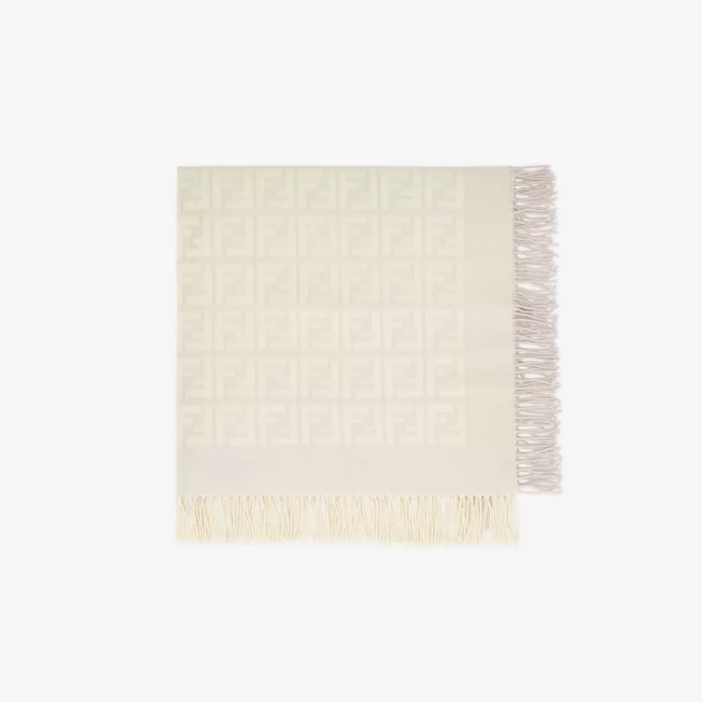 Fendi Baby Madchen<Babydecke In Beige Aus Wolle Und Kaschmir Mit All-Over-3D-Logo