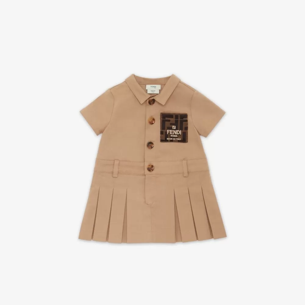 Fendi Baby Madchen<Baby-Kleid Aus Gabardine In Beige