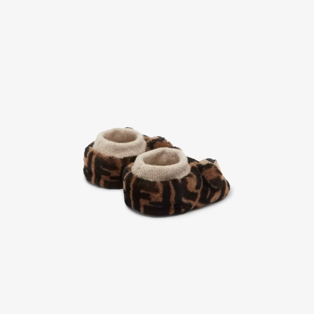 Fendi Baby Madchen<Baby-Pantoffeln Aus Lammfell Mit Logo