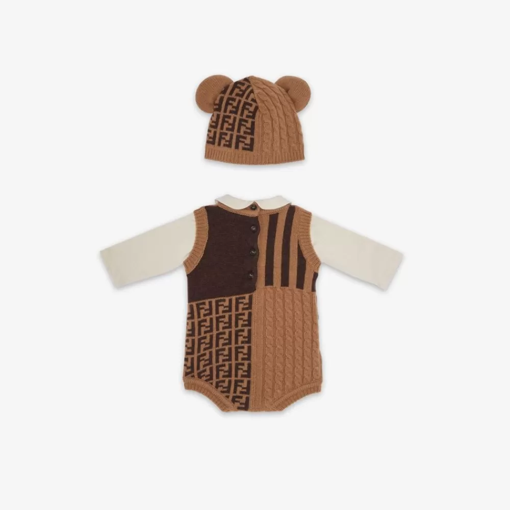 Fendi Baby Junge<Baby-Set Aus Wolle Und Kaschmir In Braun Und Tabakfarben