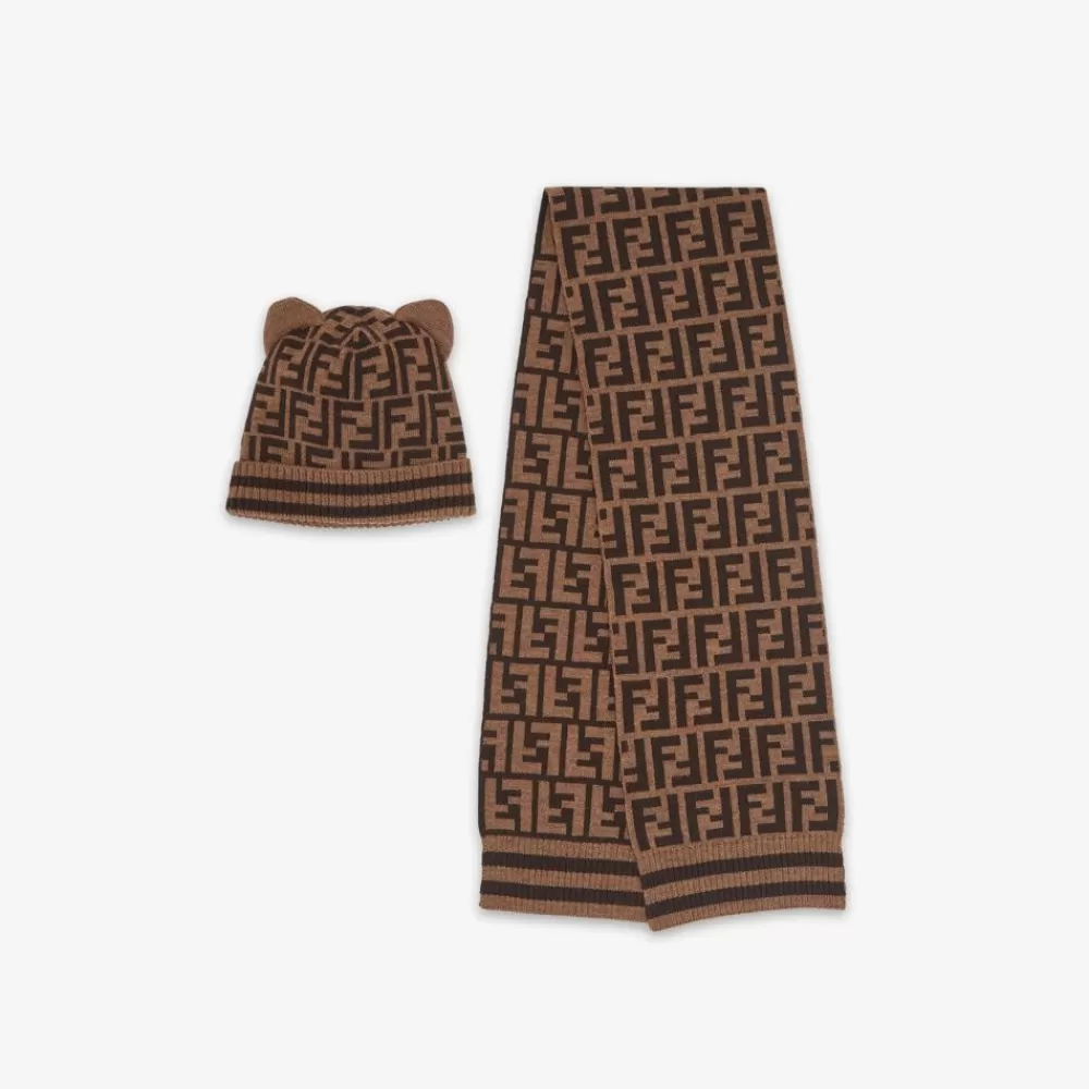 Fendi Baby Madchen<Baby-Set Bestehend Aus Schal Und Mutze Aus Strick Mit Logo