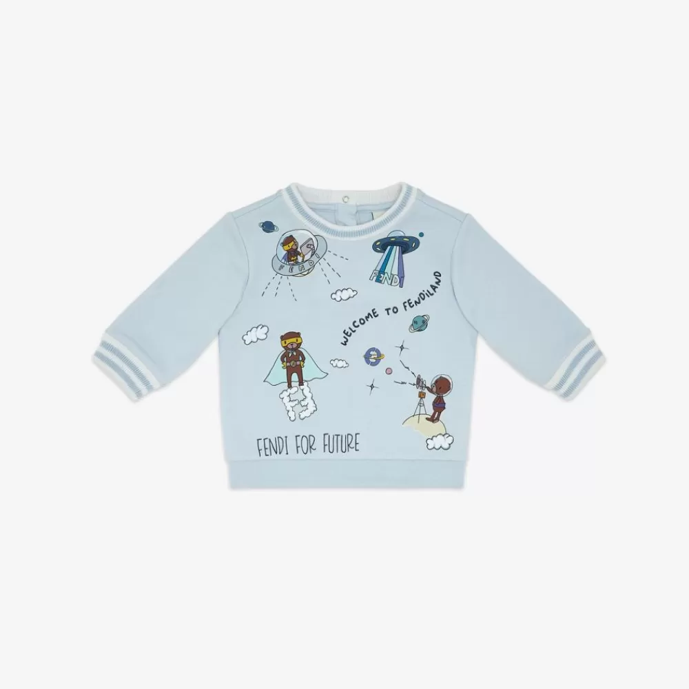 Fendi Baby Madchen<Baby-Sweatshirt In Himmelblau, Mehrfarbig