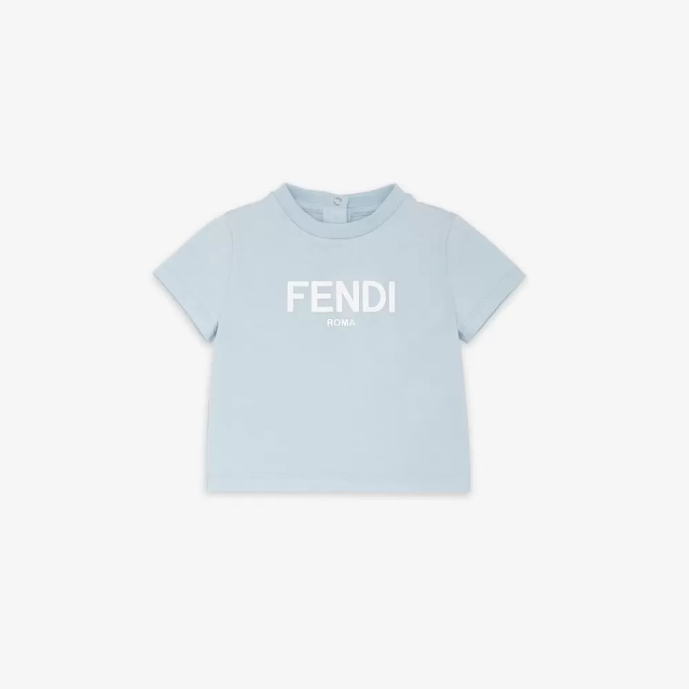 Fendi Baby Madchen<Baby-T-Shirt Aus Jersey In Himmelblau