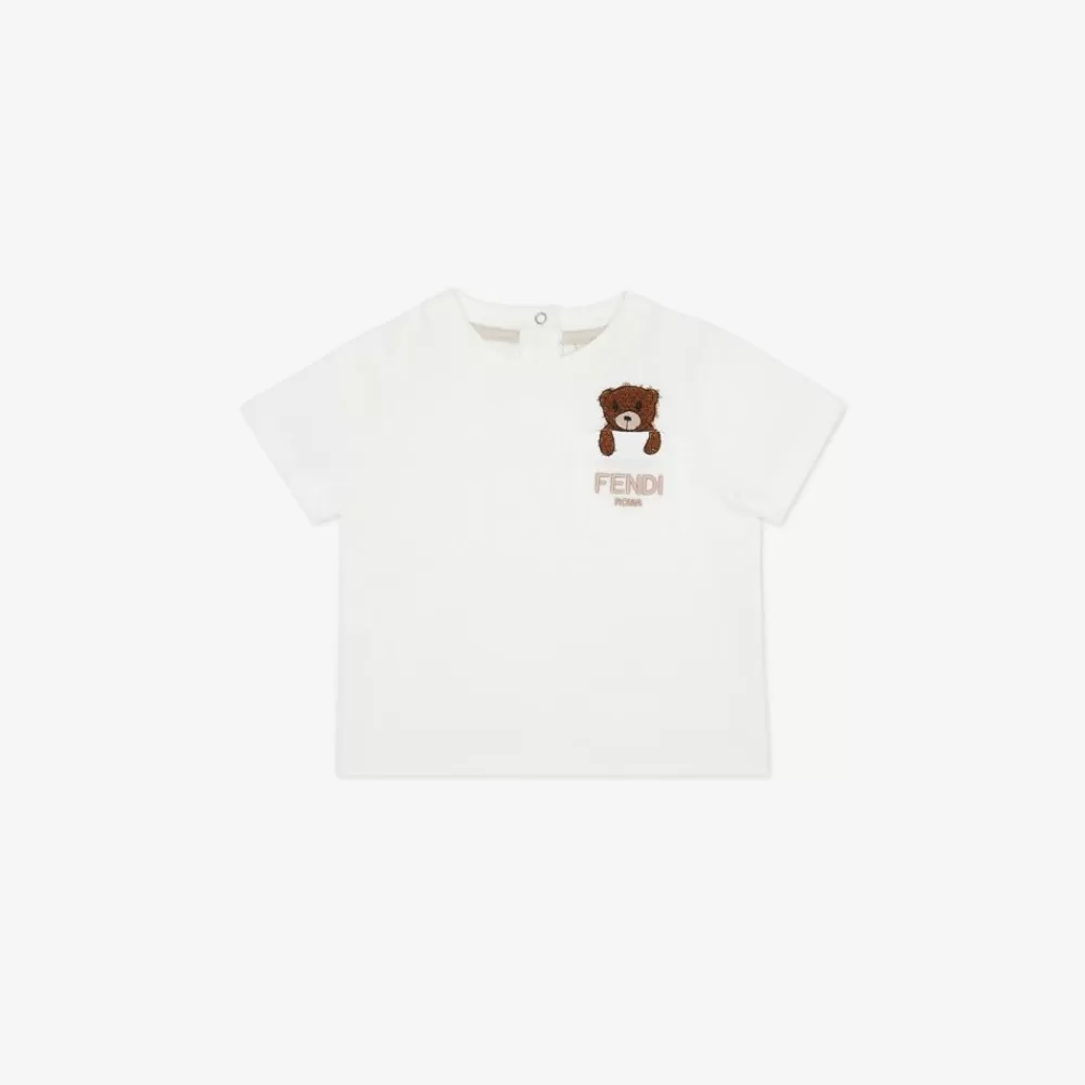 Fendi Baby Junge<Baby-T-Shirt Aus Jersey In Weis