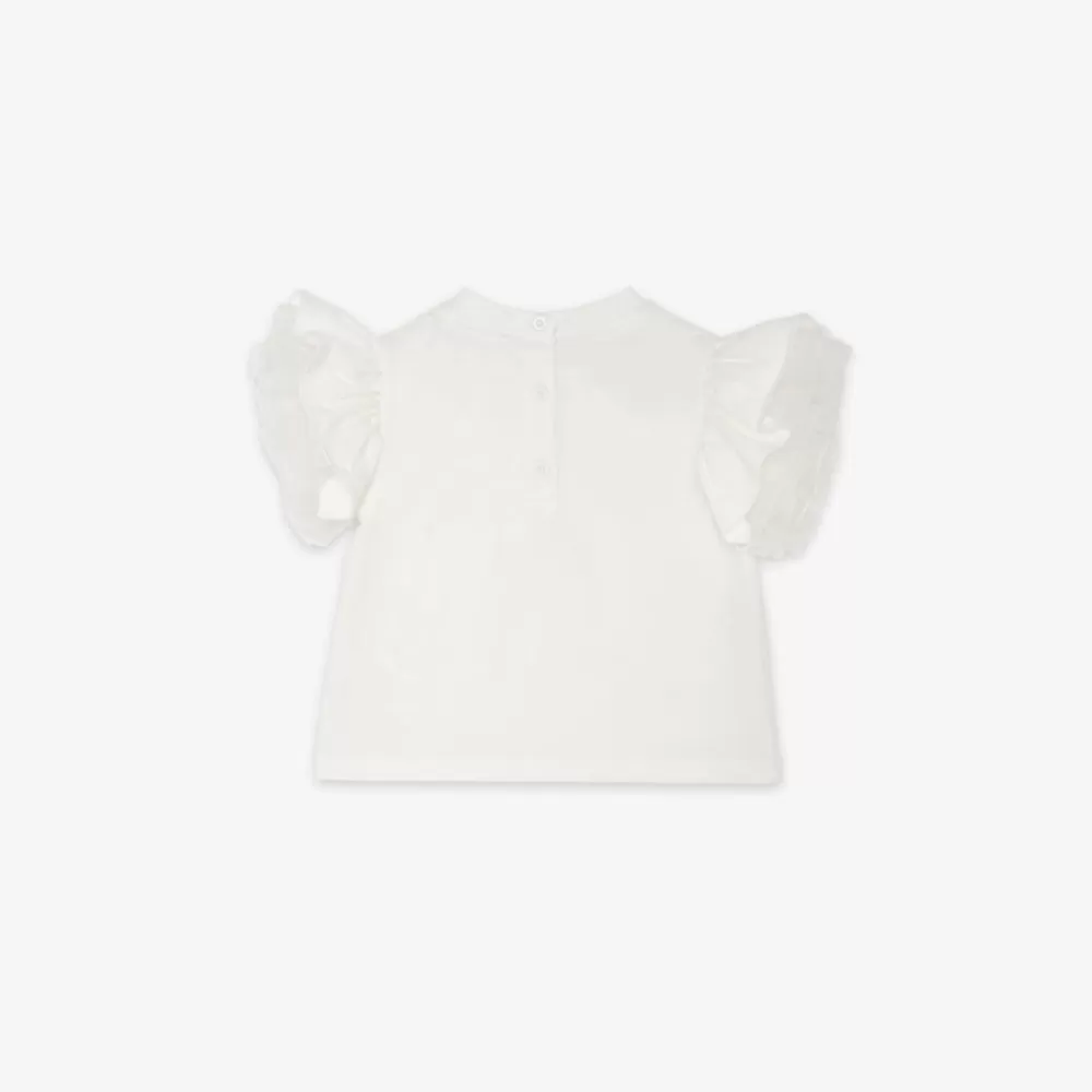 Fendi Baby Madchen<Baby-T-Shirt Aus Jersey Und Tull In Weis