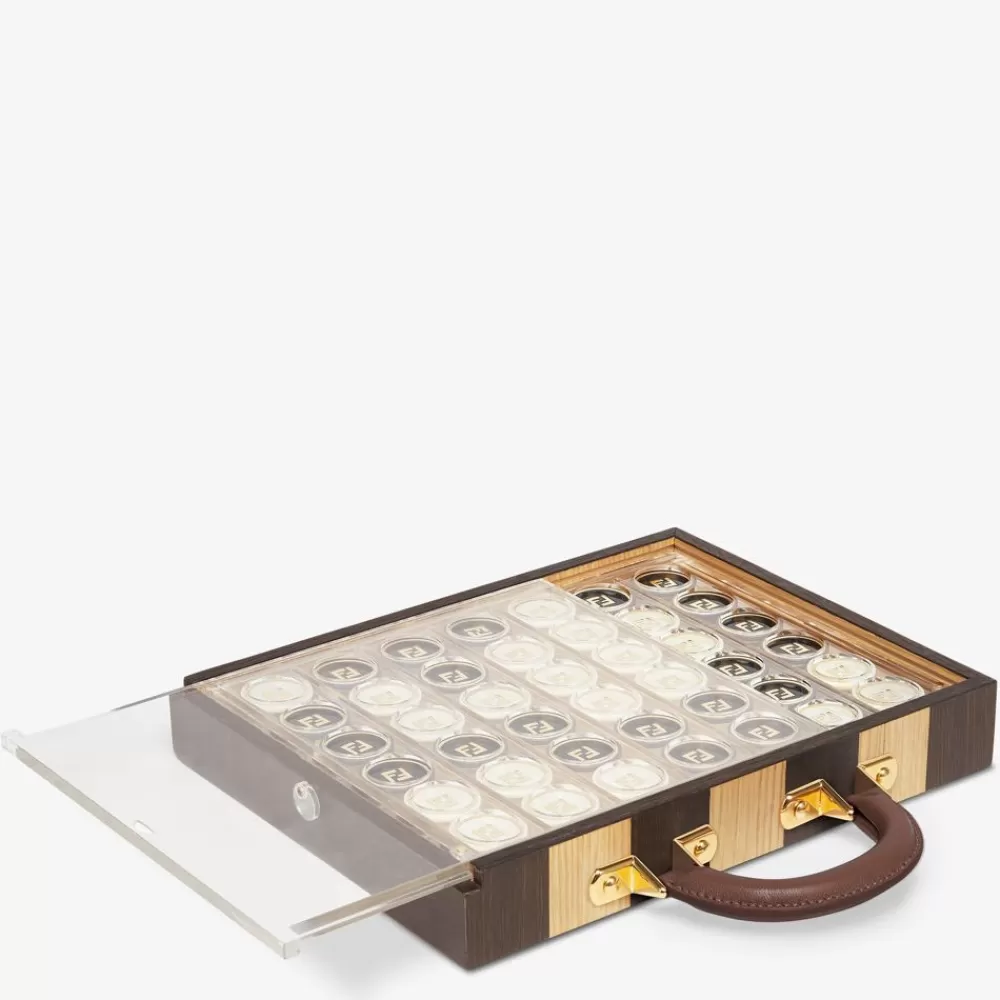 Fendi Lifestyle<Backgammon Schachtel Aus Holz Mit Pequin-Motiv