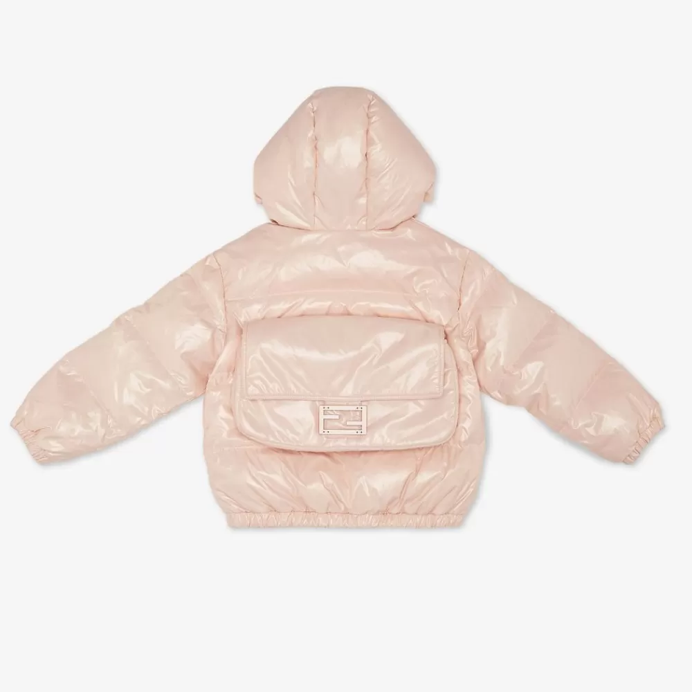 Fendi Ready To Wear<Baguette Daunen-Bomberjacke Aus Nylon In Rosa