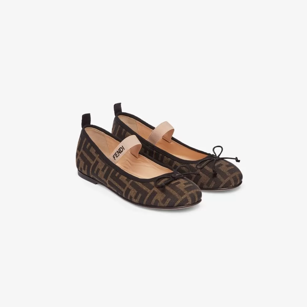 Fendi Schuhe<Ballerinas Aus Jacquard In Tabakbraun