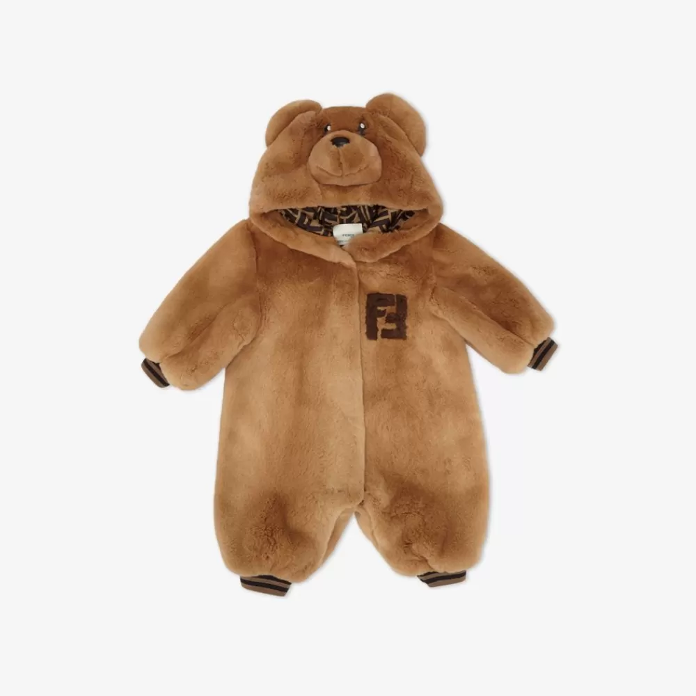 Fendi Baby Madchen<Baren-Overall Aus Epiliertem Nerz In Tabakfarbe