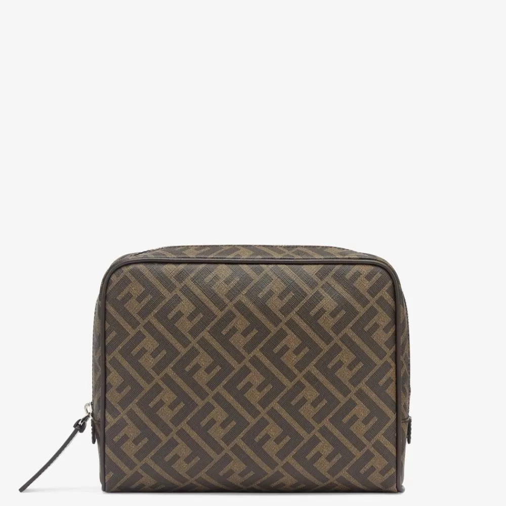 Fendi Pochetten<Beautycase Aus Stoff In Braun