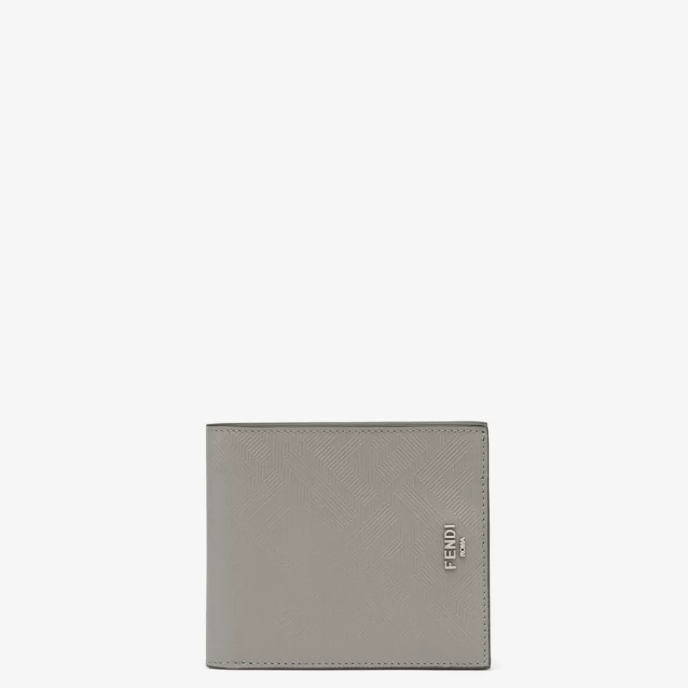 Fendi Portemonnaies<Bifold-Portemonnaie Aus Leder In Taubengrau