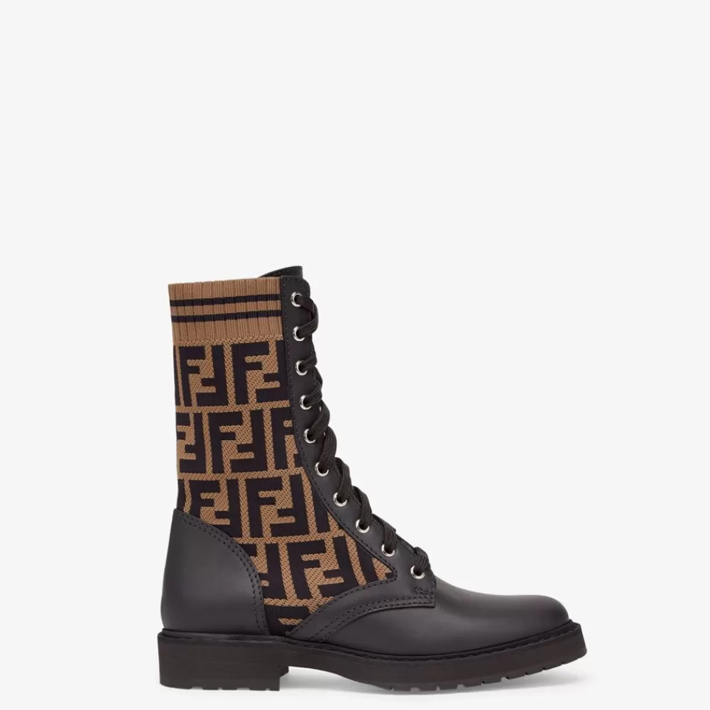 Fendi Stiefel Und Stiefeletten<Biker Aus Leder In Schwarz Mit Stretch-Stoff