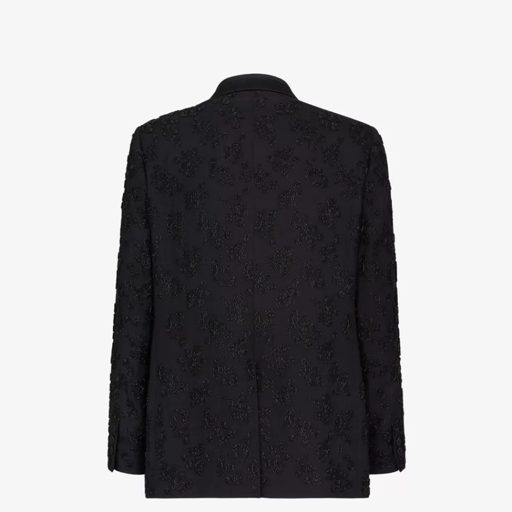 Fendi Jacken Und Anzuge<Blazer Aus Wolle Und Seide In Schwarz