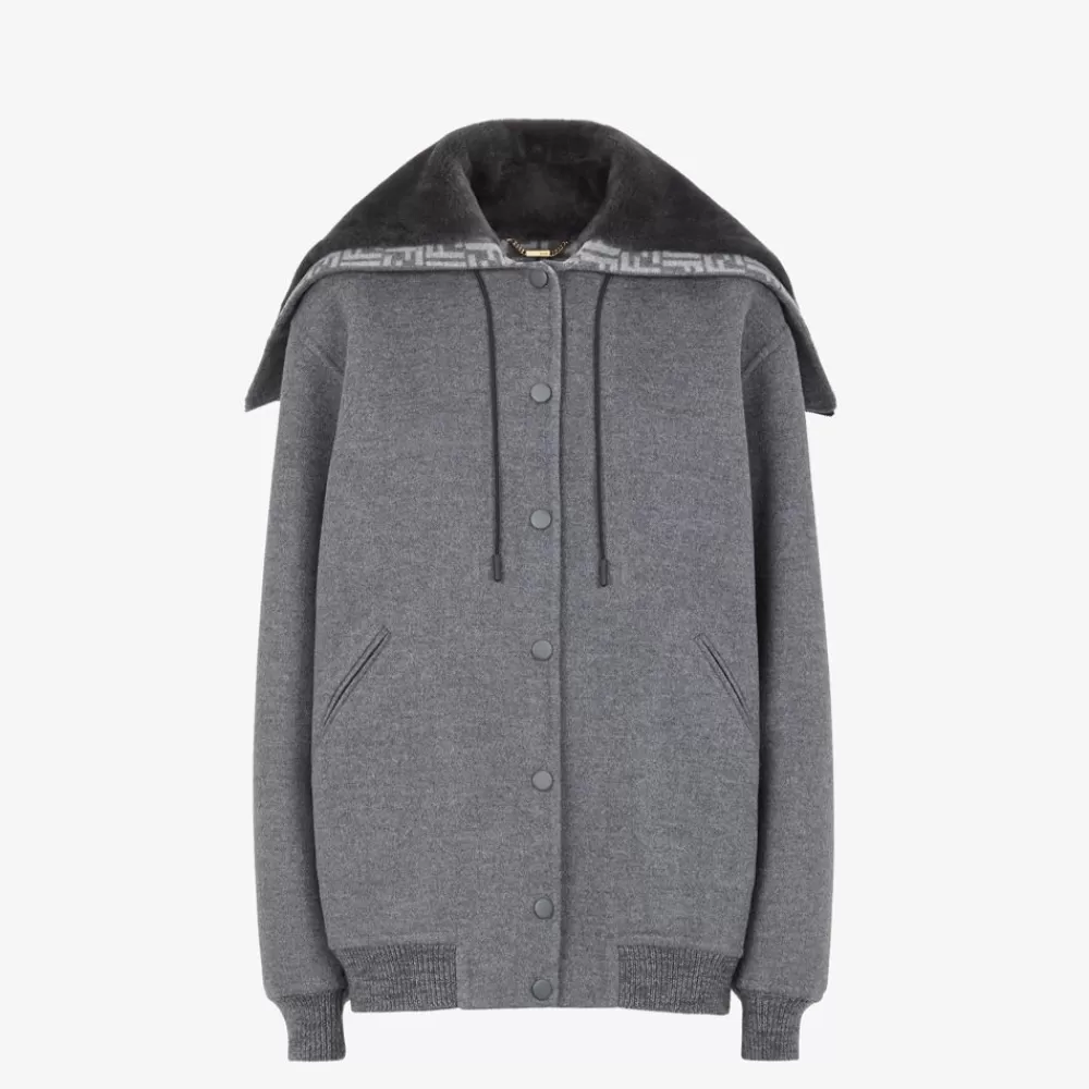 Fendi Mantel Und Oberbekleidung<Blouson Aus Wolle In Grau