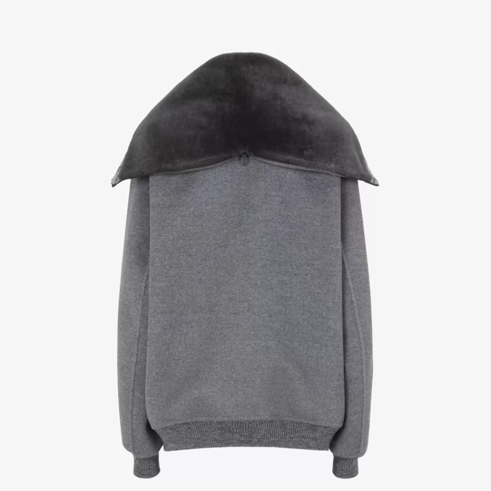 Fendi Mantel Und Oberbekleidung<Blouson Aus Wolle In Grau