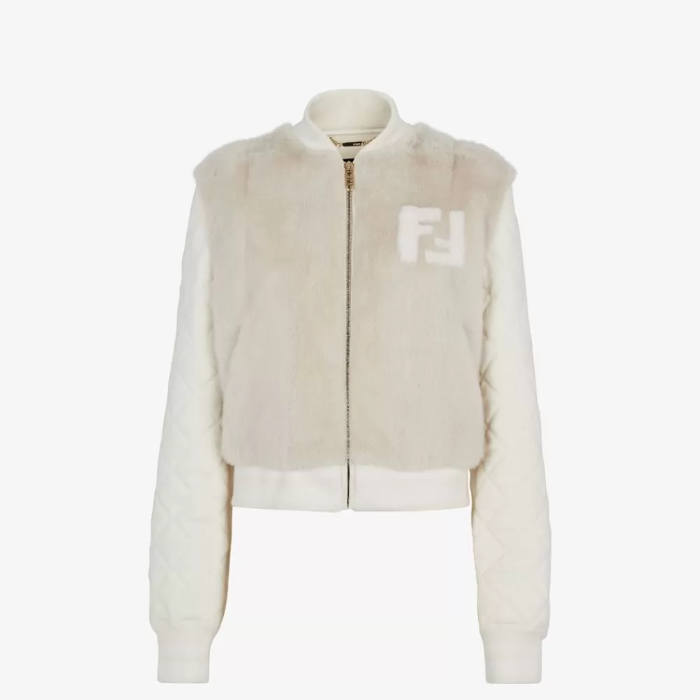 Fendi Mantel Und Oberbekleidung<Blouson Aus Wolle Und Nerzpelz In Weis