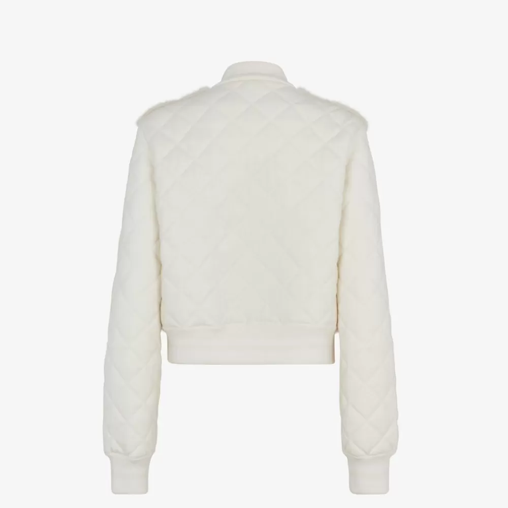 Fendi Mantel Und Oberbekleidung<Blouson Aus Wolle Und Nerzpelz In Weis