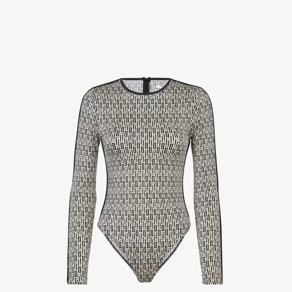 Fendi Sportbekleidung<Body Aus Bedrucktem Lycra® In Schwarz Und Weis.