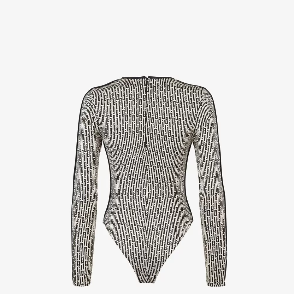 Fendi Sportbekleidung<Body Aus Bedrucktem Lycra® In Schwarz Und Weis.