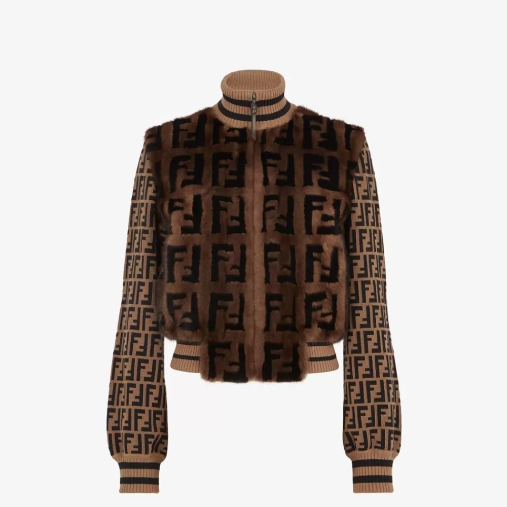 Fendi Mantel Und Oberbekleidung<Bomberjacke Aus Strick Und Nerzpelz Als Intarsie