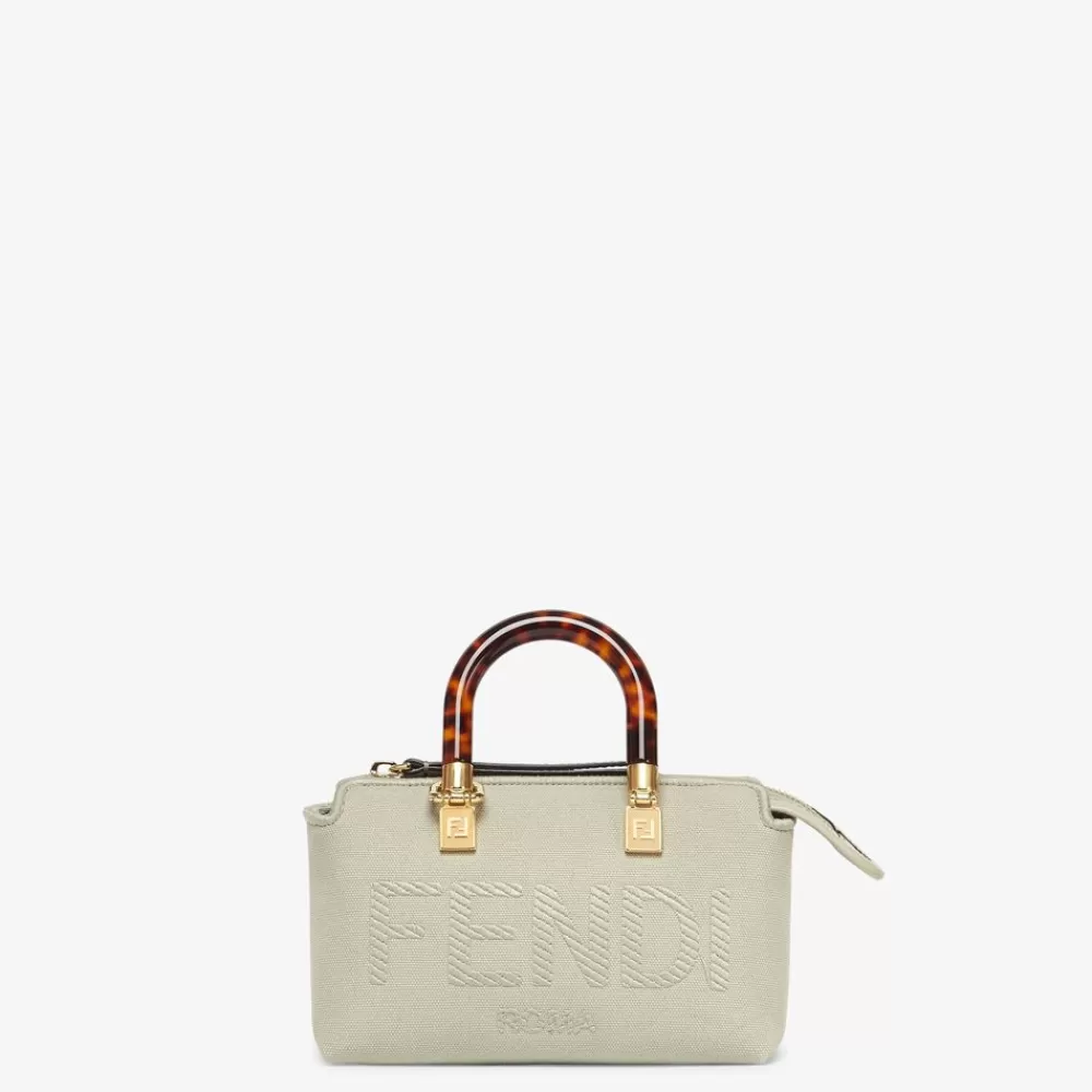 Fendi Mini-Taschen<Boston Bag In Kleiner Grose Aus Canvas In Hellgrun Mit Roma-Stick