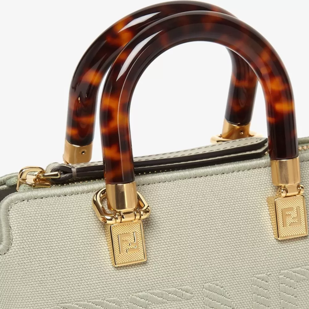 Fendi Mini-Taschen<Boston Bag In Kleiner Grose Aus Canvas In Hellgrun Mit Roma-Stick