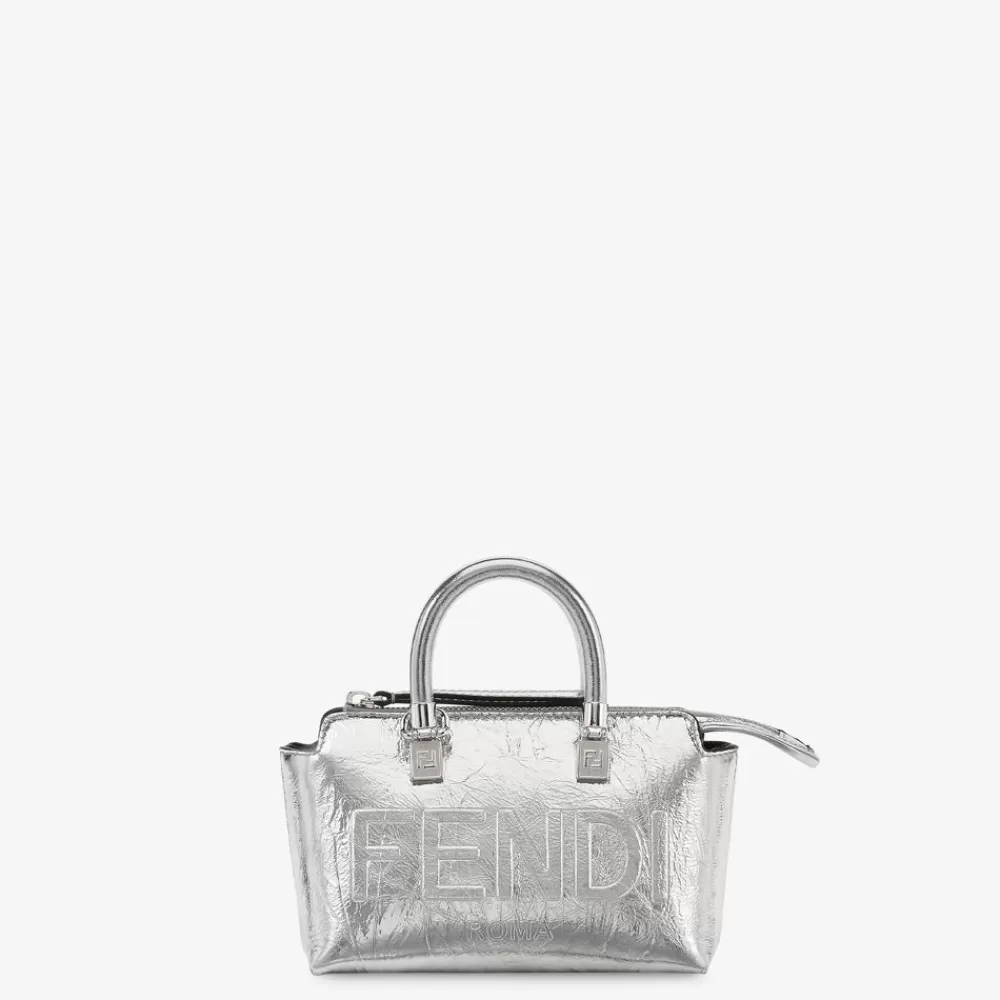 Fendi Mini-Taschen<Boston Bag In Kleiner Grose In Silberfarben Mit Craquele-Optik.