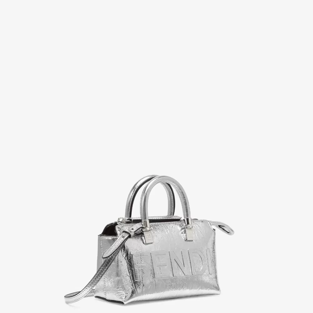 Fendi Mini-Taschen<Boston Bag In Kleiner Grose In Silberfarben Mit Craquele-Optik.