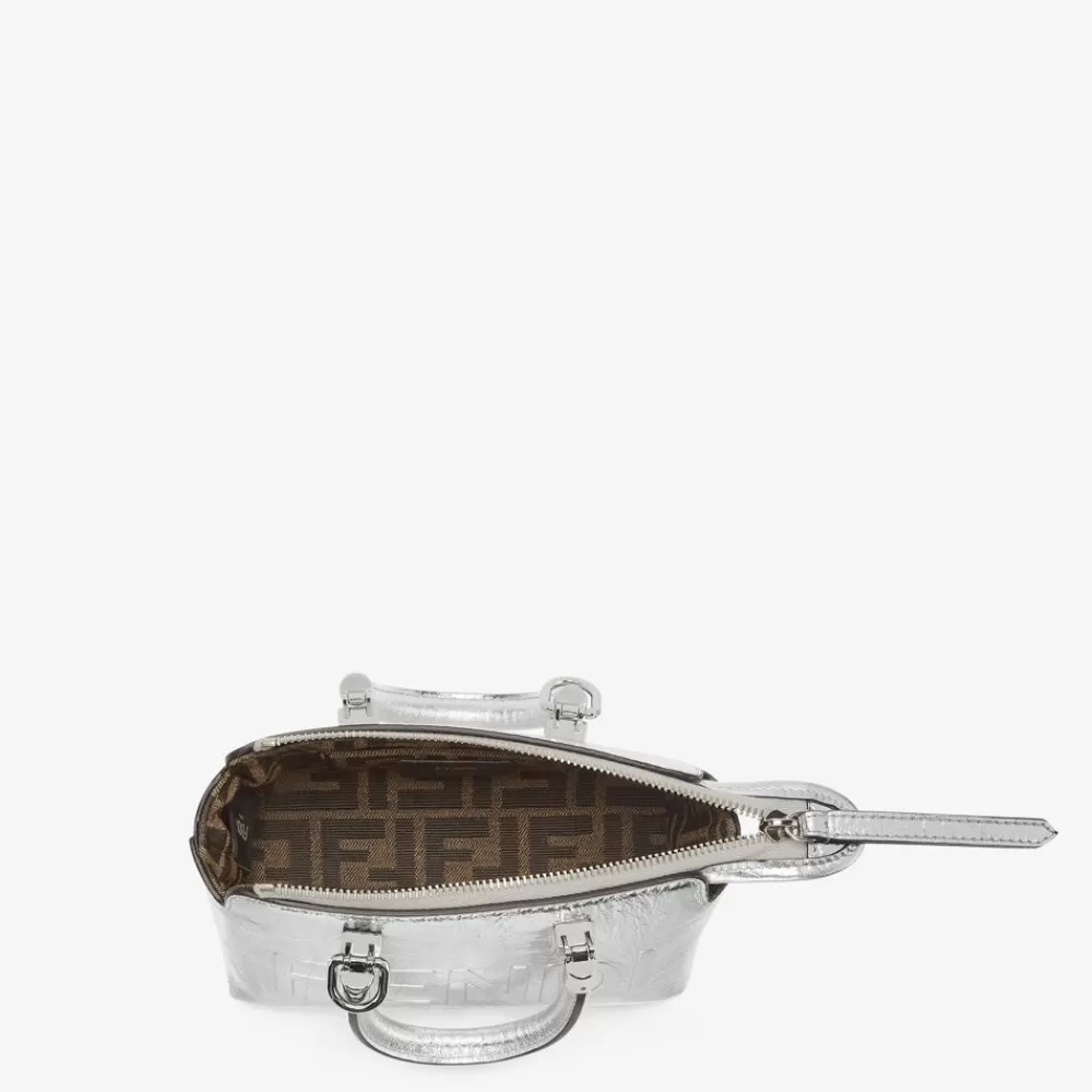 Fendi Mini-Taschen<Boston Bag In Kleiner Grose In Silberfarben Mit Craquele-Optik.