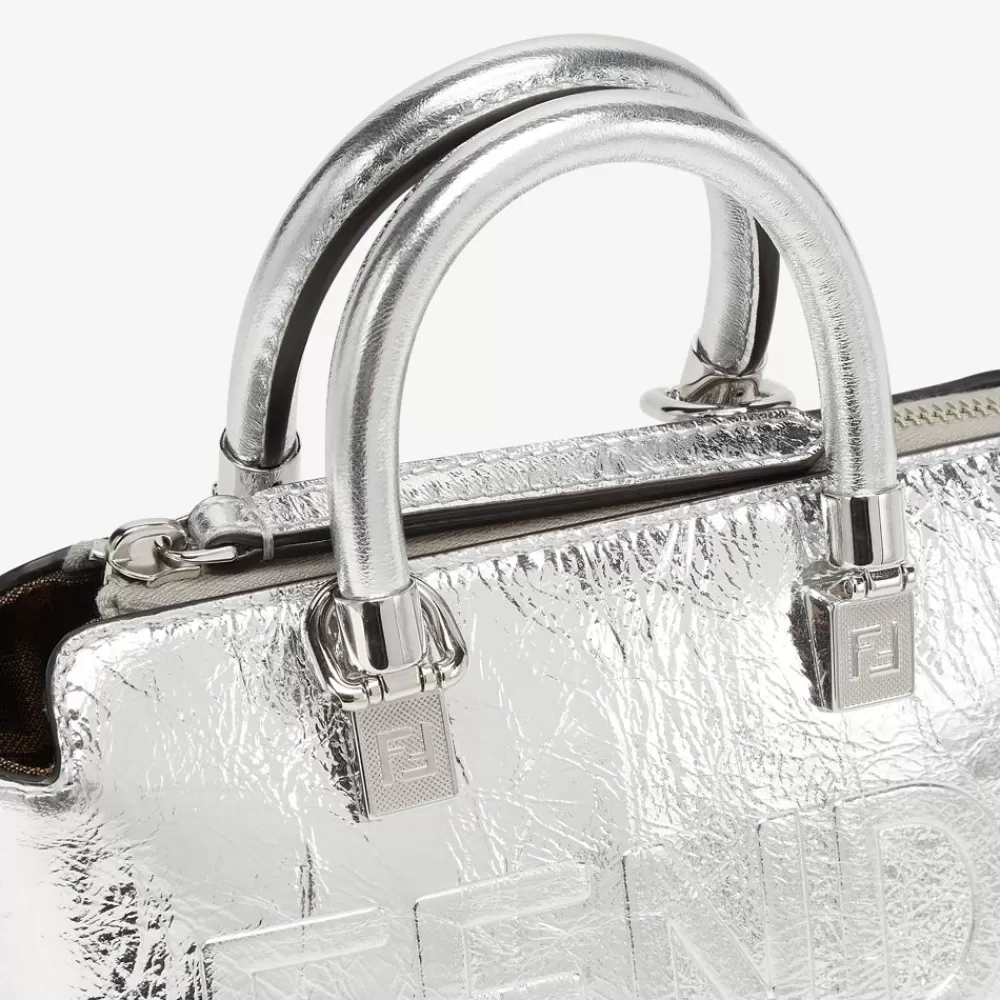 Fendi Mini-Taschen<Boston Bag In Kleiner Grose In Silberfarben Mit Craquele-Optik.