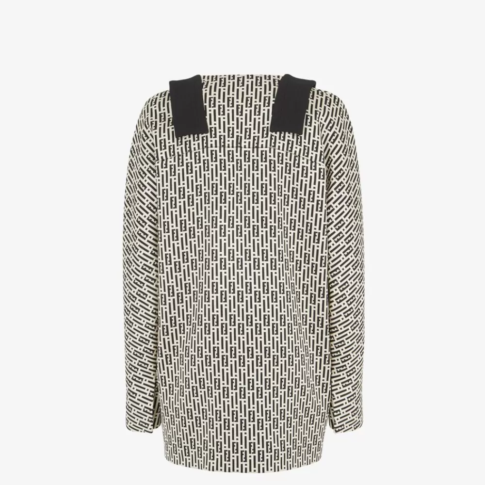 Fendi Mantel Und Oberbekleidung<Caban Aus Bedrucktem Jersey In Schwarz Und Weis