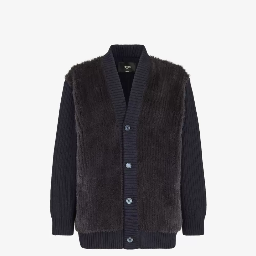 Fendi Mantel Und Oberbekleidung<Cardigan Aus Wolle Und Nerzpelz In Schwarz