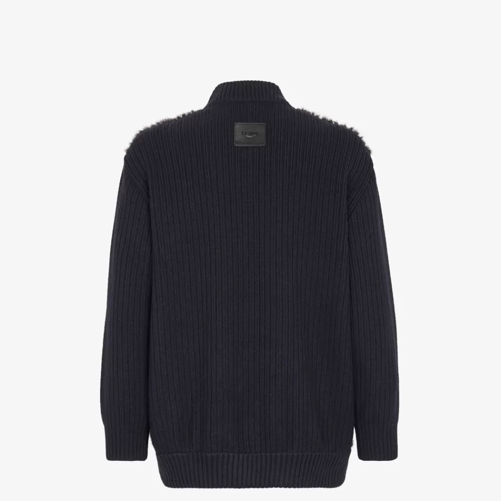 Fendi Mantel Und Oberbekleidung<Cardigan Aus Wolle Und Nerzpelz In Schwarz
