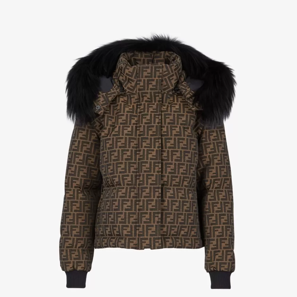 Fendi Sportbekleidung<Daunenjacke Aus Canvas In Braun