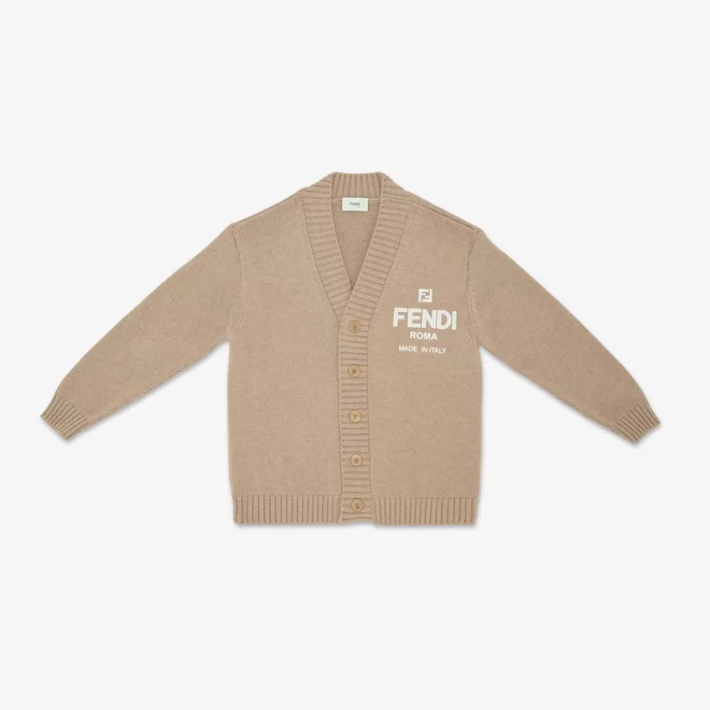Fendi Ready To Wear< Roma Cardigan Aus Wollgemisch In Ecru