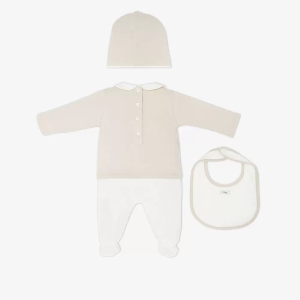 Fendi Baby Madchen< Roma Set Aus Beigefarbenem Jersey