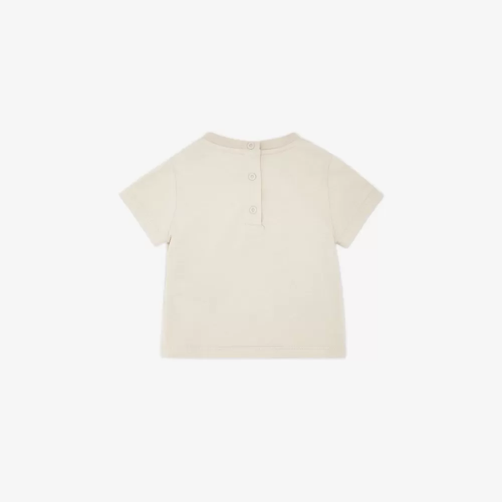 Fendi Baby Madchen< Roma T-Shirt Aus Beigefarbenem Jersey