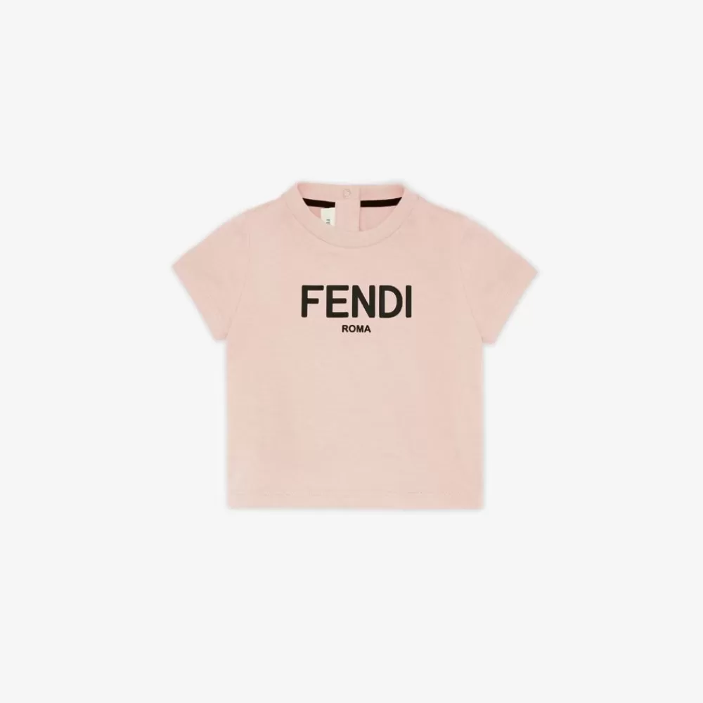 Fendi Baby Madchen< Roma T-Shirt Aus Rosafarbenem Jersey