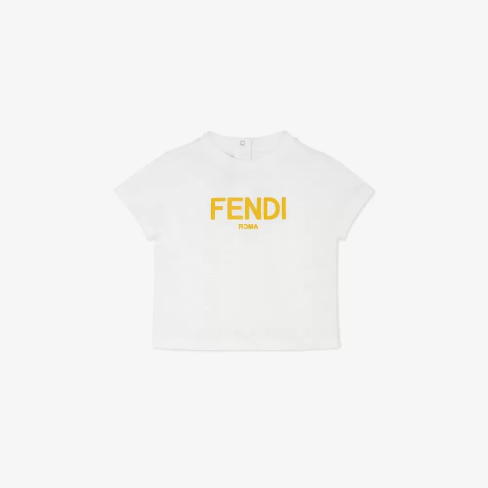 Fendi Baby Madchen< Roma T-Shirt Aus Weisem Jersey