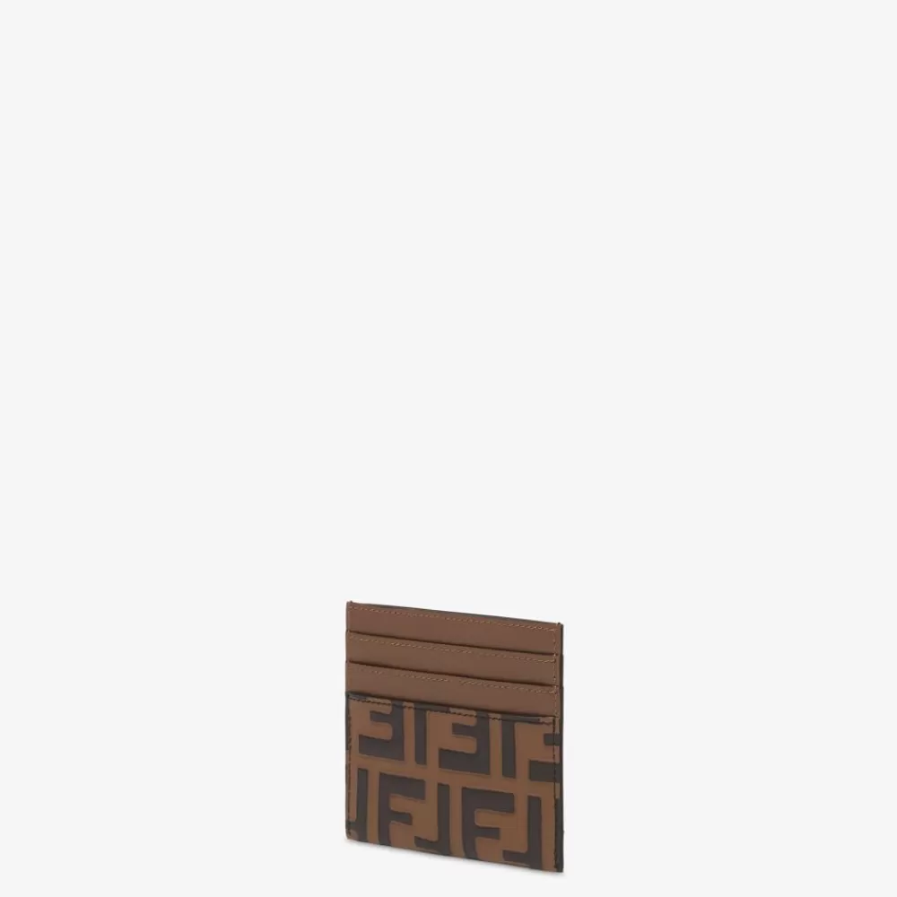 Fendi Kartenetuis Und Kleine Accessoires<Flaches Kartenetui Aus Leder Mit Ff-Details In Braun Und Schwarz