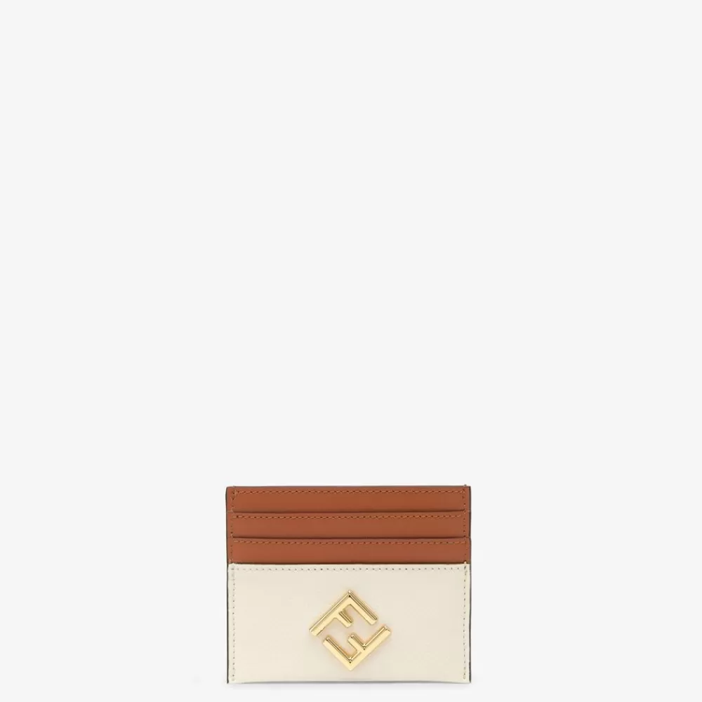 Fendi Kartenetuis Und Kleine Accessoires<Flaches Kartenetui Aus Zweifarbigem Leder In Braun Und Kamelienweis
