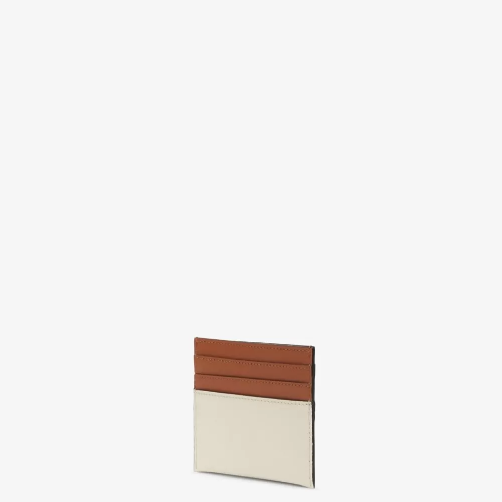 Fendi Kartenetuis Und Kleine Accessoires<Flaches Kartenetui Aus Zweifarbigem Leder In Braun Und Kamelienweis