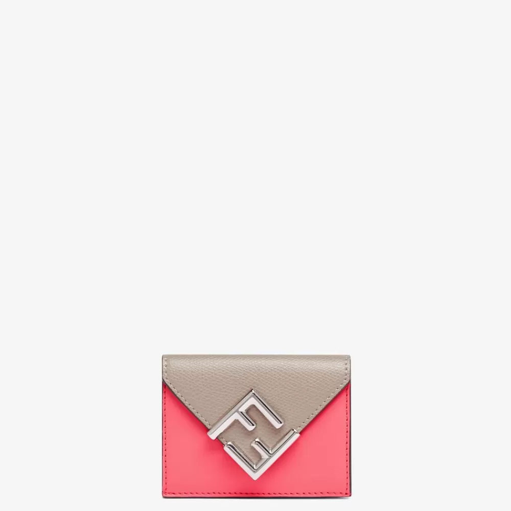 Fendi Portemonnaies Mit Tragekette<Geldborse Aus Zweifarbigem Leder In Rosa Und Taubengrau
