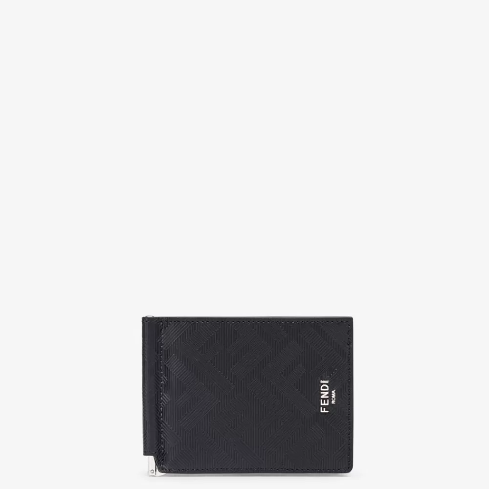 Fendi Portemonnaies<Geldschein-Clip Aus Leder In Schwarz