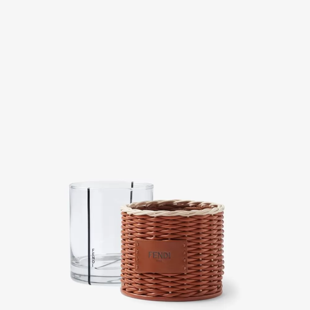 Fendi Tafelgeschirr<Glashalter Aus Geflochtenem Leder In Bicolor-Optik