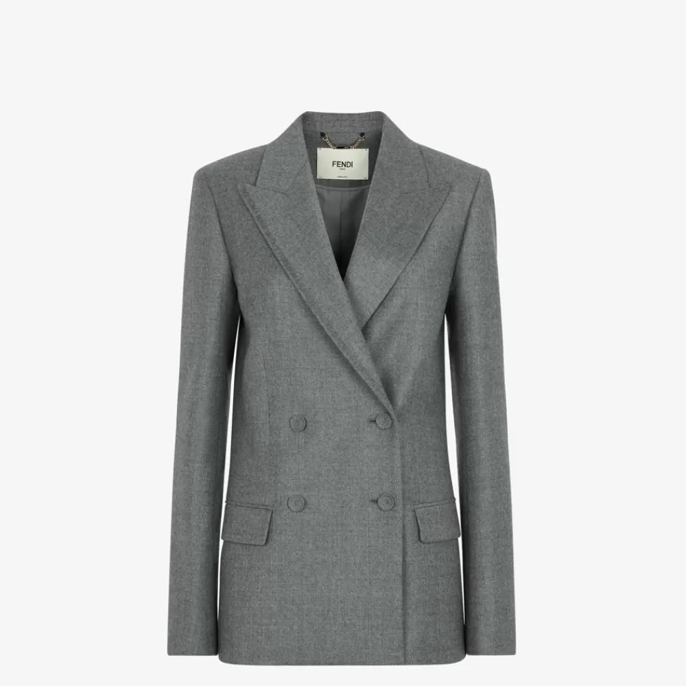 Fendi Mantel Und Oberbekleidung<Graue Wolljacke