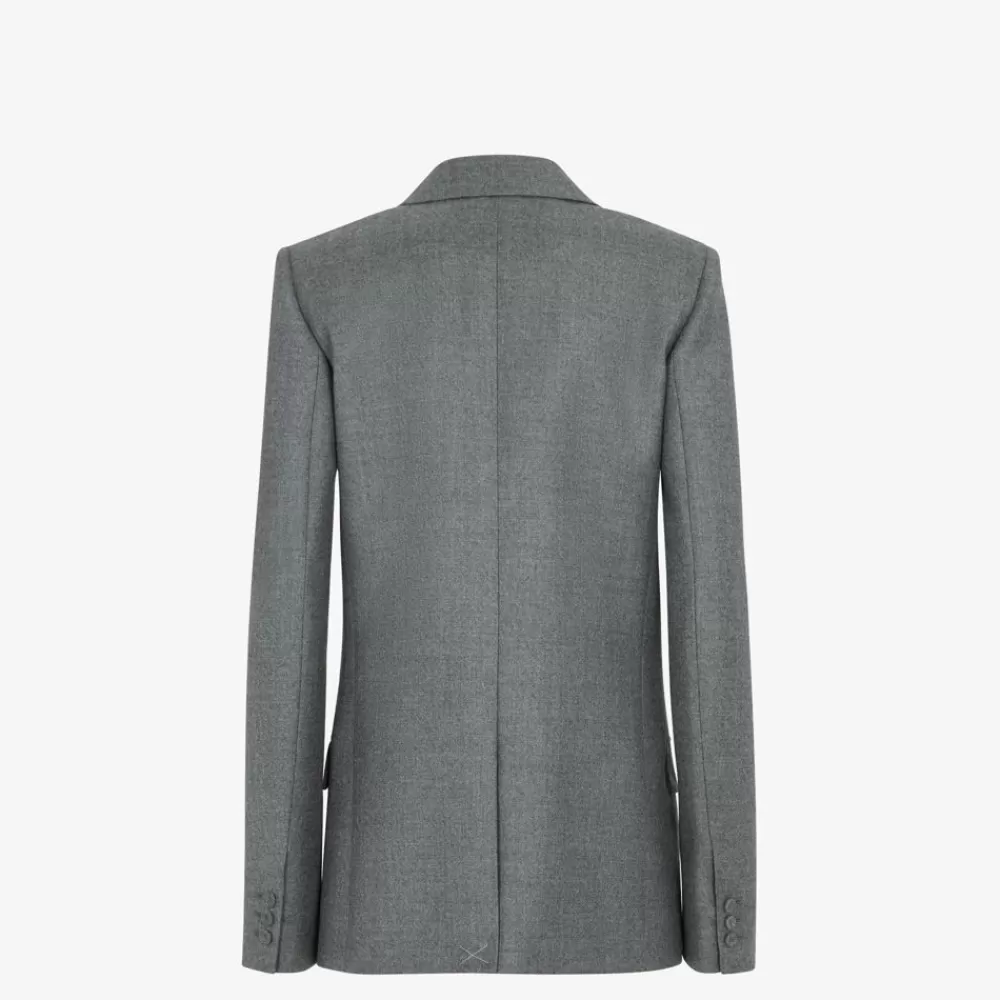 Fendi Mantel Und Oberbekleidung<Graue Wolljacke