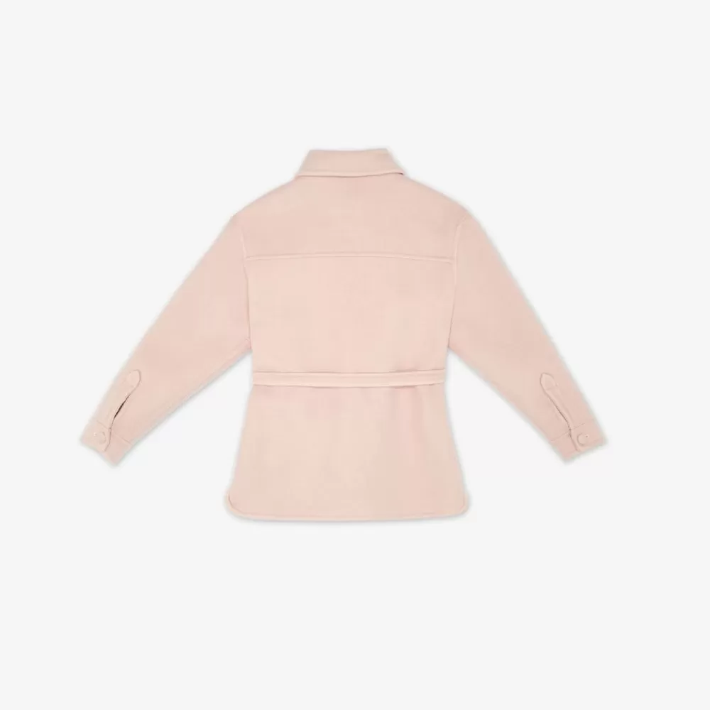 Fendi Ready To Wear<Hemdjacke Aus Doppelseitigem Stoff In Rosa Mit Ff-Logo In Cremefarben Und In Rosa